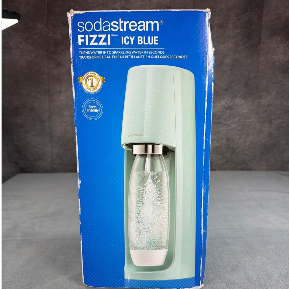 SodaStream Fizzi Sparkling Water Maker Icy Blue with 2 Bottles and CO2 Cylinder